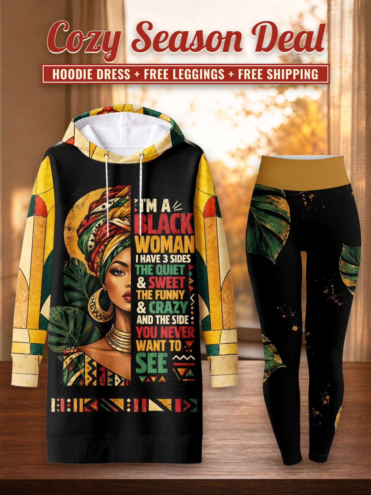 "Tatu" Hoodie Dress & Leggings Deal – Cozy Season Deal: hoodie dress + free leggings + free shipping