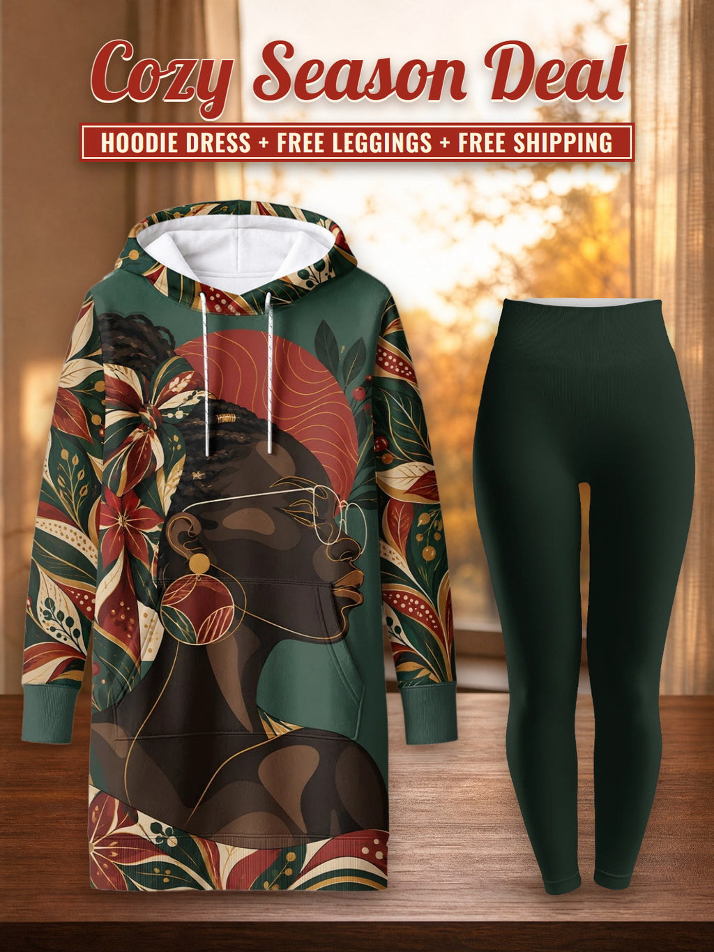 "Zuhura" Hoodie Dress & Leggings Deal – Cozy Season Deal: hoodie dress + free leggings + free shipping