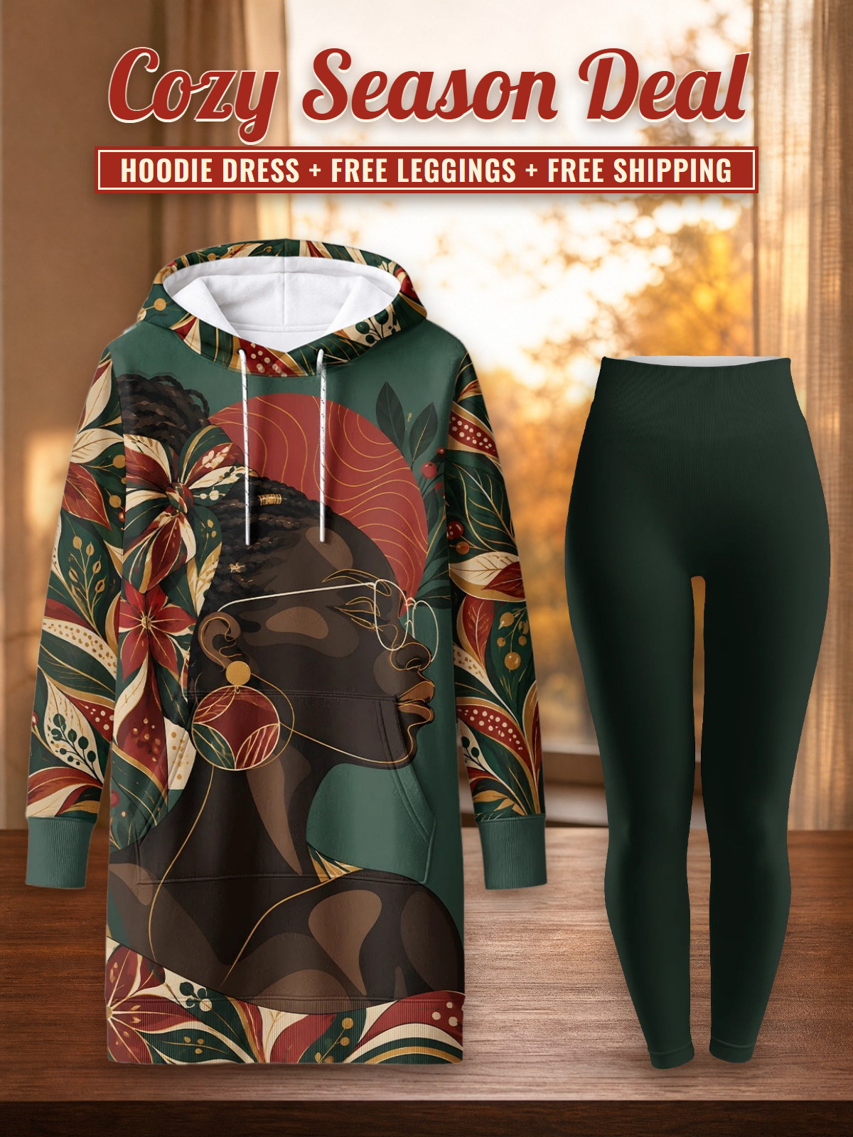 "Zuhura" Hoodie Dress & Leggings Deal – Cozy Season Deal: hoodie dress + free leggings + free shipping