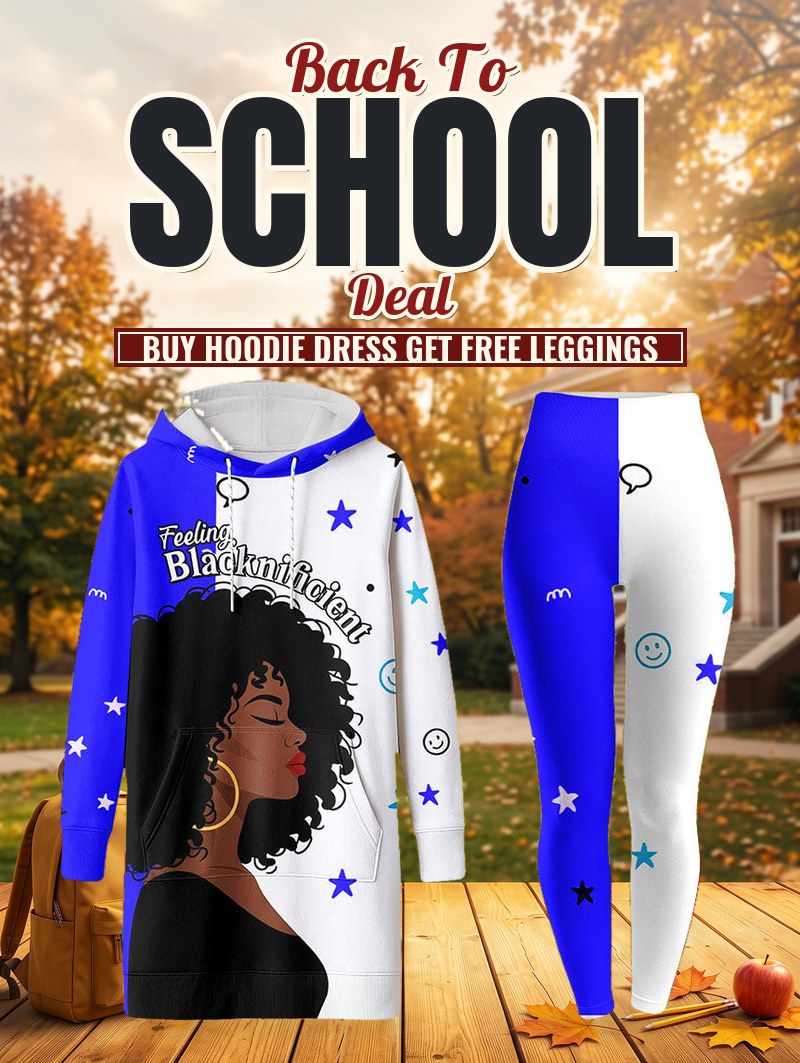 Feeling Blacknificient Blue Hoodie Dress & Leggings Deal