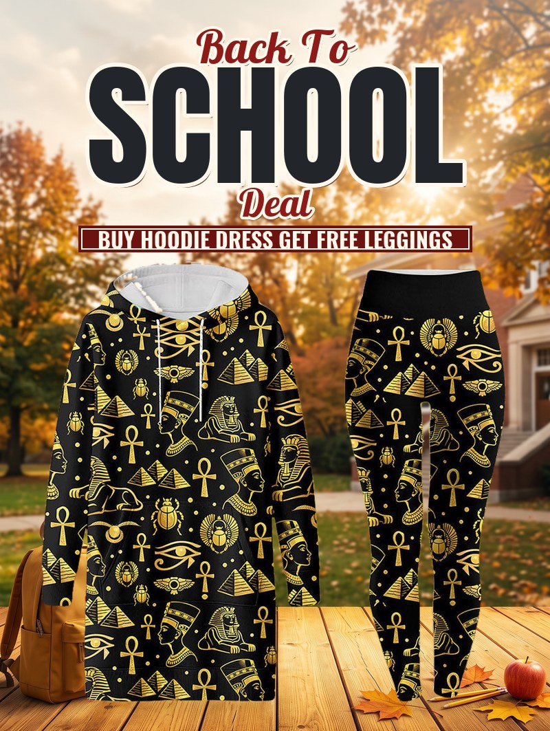 "Nefertiti" Black Gold Hoodie Dress & Leggings Deal