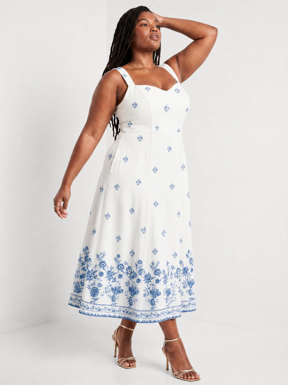 "Buluu" Corset Dress — three-quarter view on model