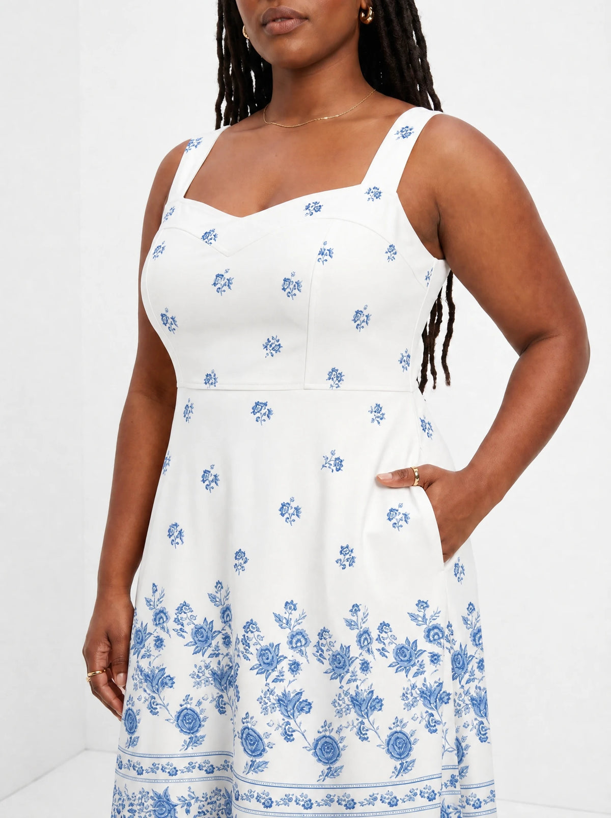"Buluu" Corset Dress — close-up of the bodice and the in-seam side pocket