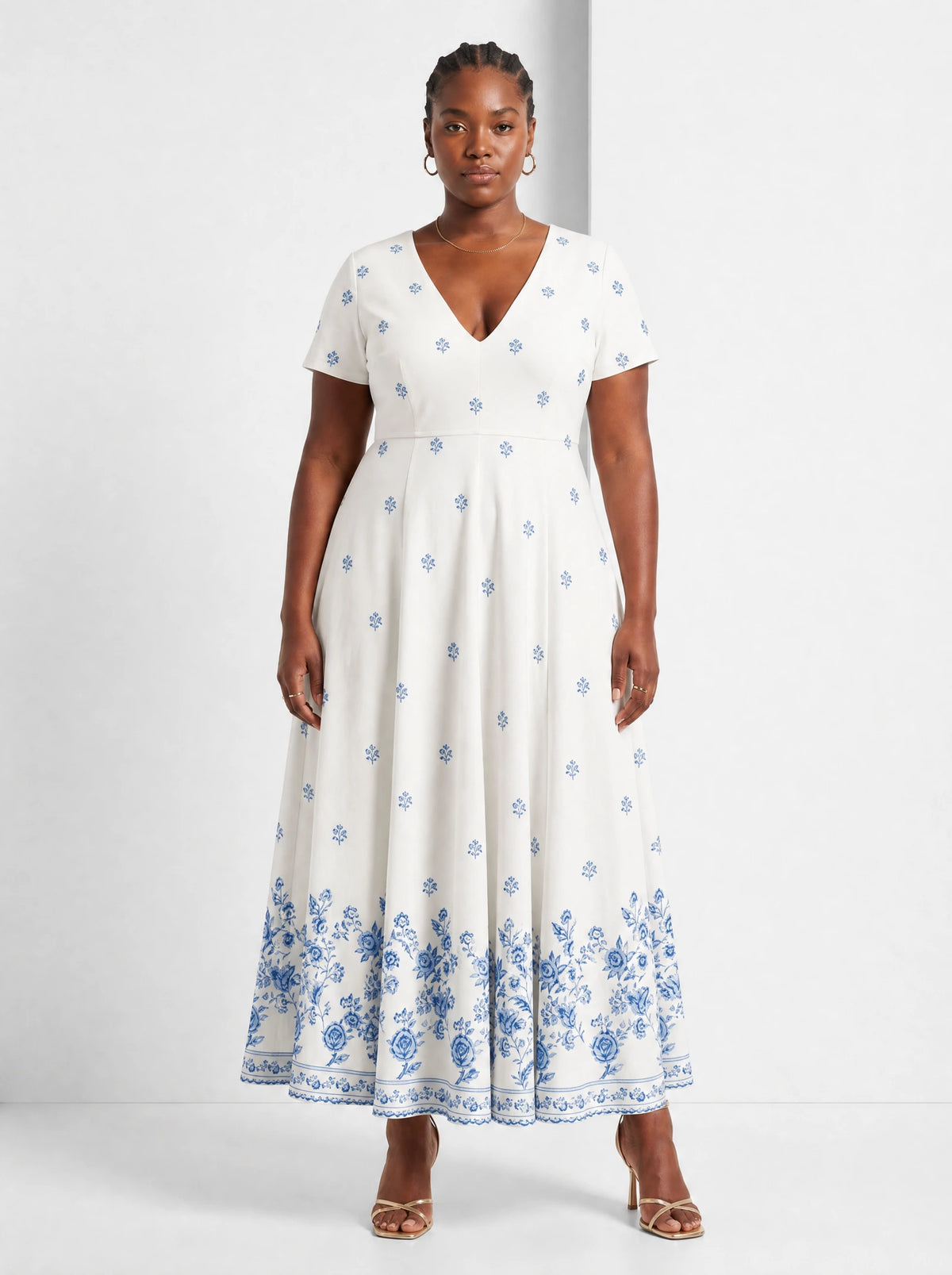 "Buluu" Short Sleeve Maxi Dress — front