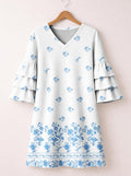 "Buluu" Stacked Ruffle Sleeve Dress
