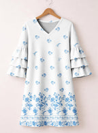 "Buluu" Stacked Ruffle Sleeve Dress