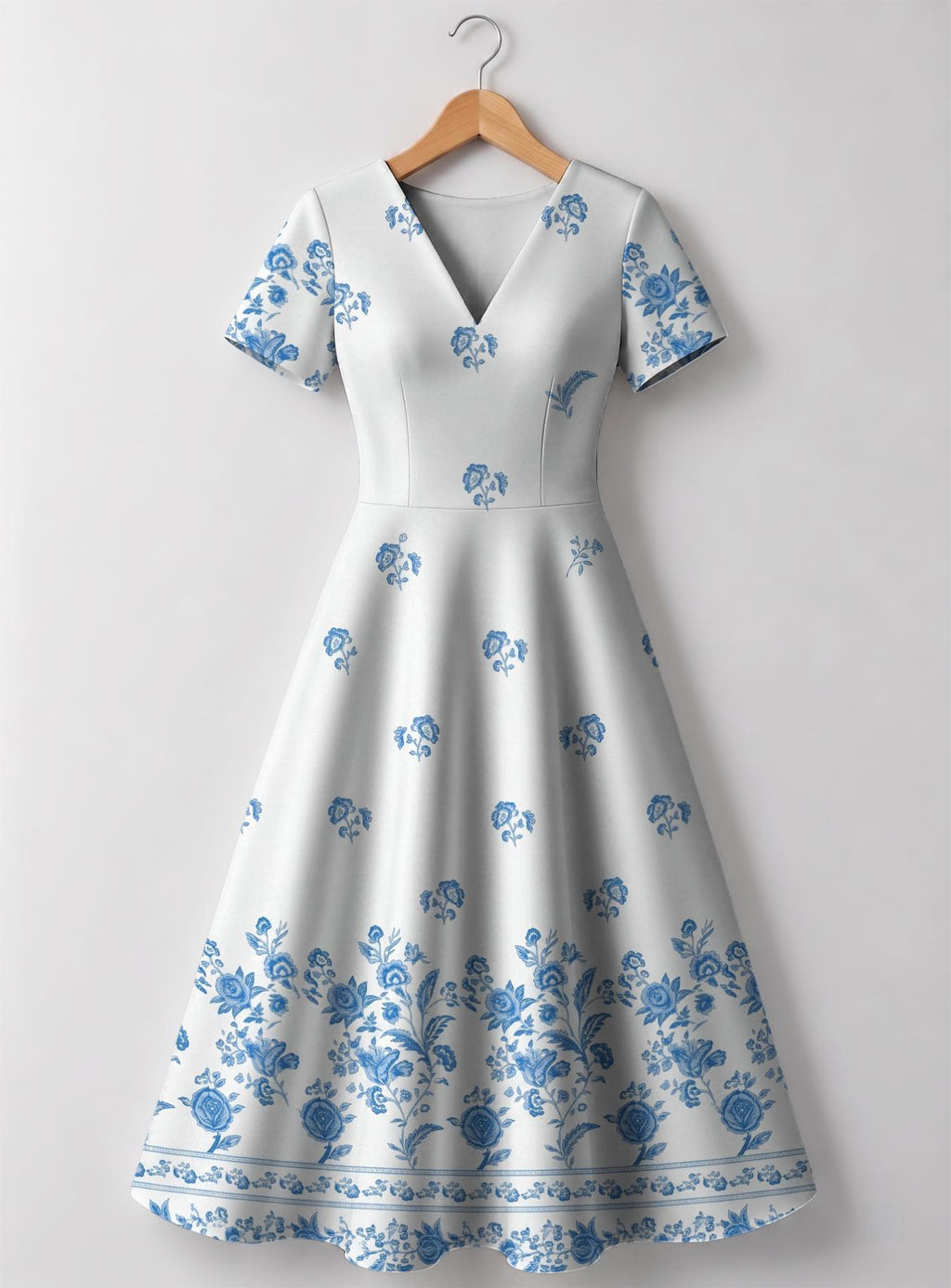 "Buluu" V Neck Midi Dress