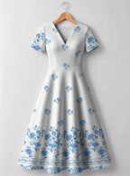 "Buluu" V Neck Midi Dress