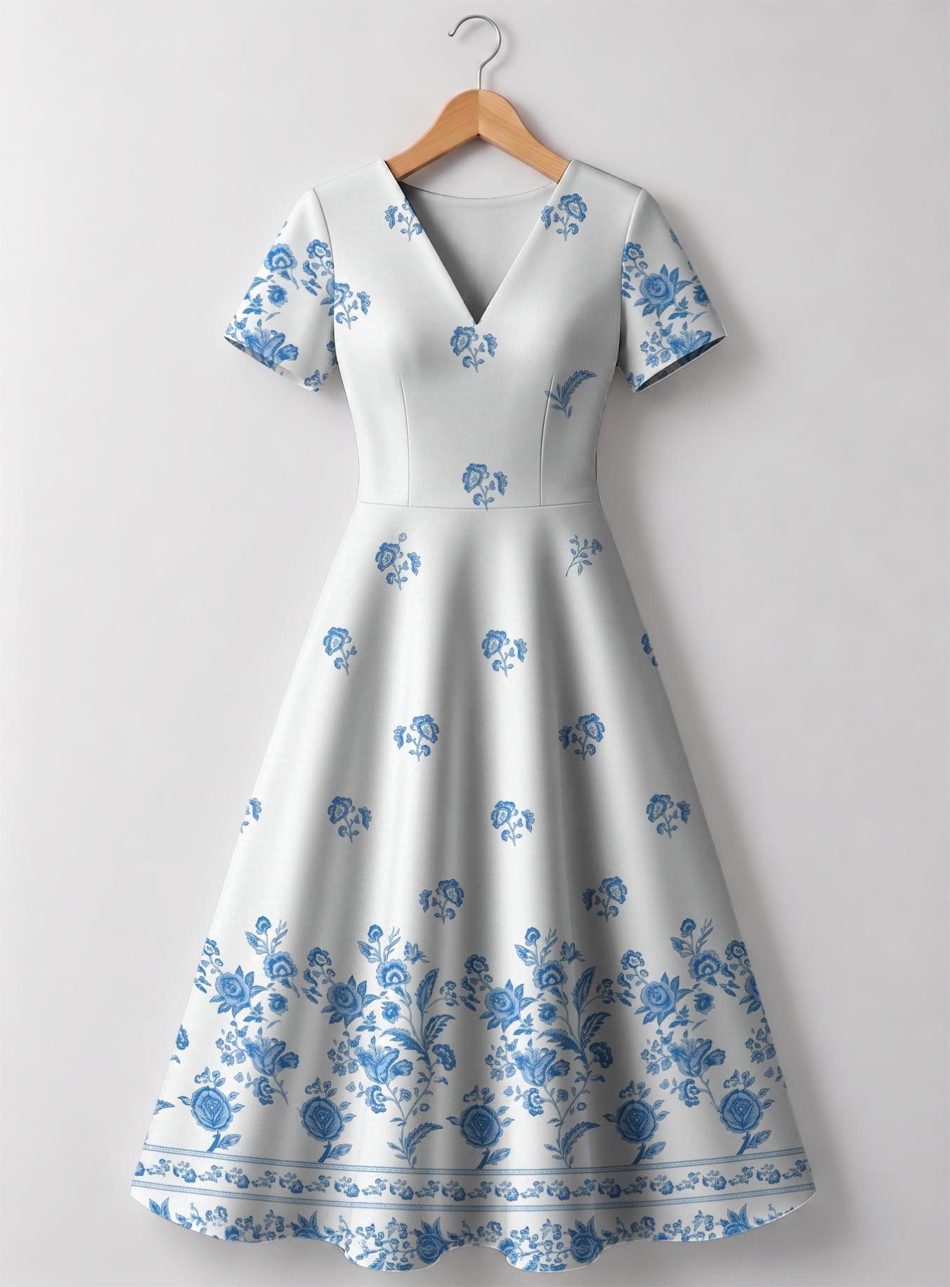 "Buluu" V Neck Midi Dress