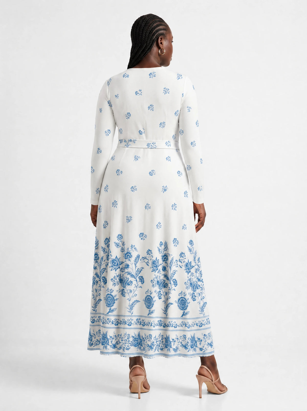 "Buluu" Long Sleeve Midaxi Dress — back view on model