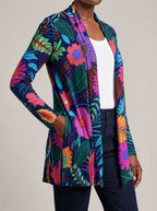"Bustani" Long Cardigan — close-up of the hidden pocket