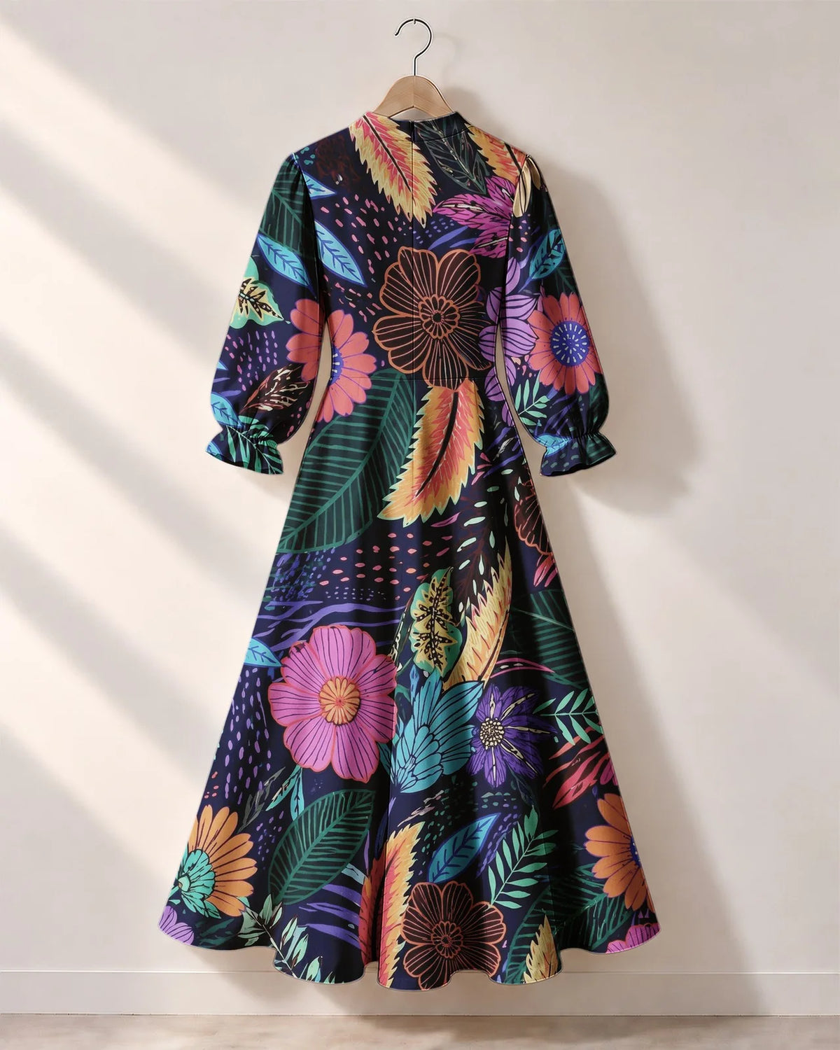 "Bustani" Long Puff Sleeve Dress