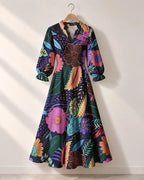 "Bustani" Long Puff Sleeve Dress