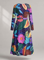 "Bustani" Viscose Midi Dress — back view