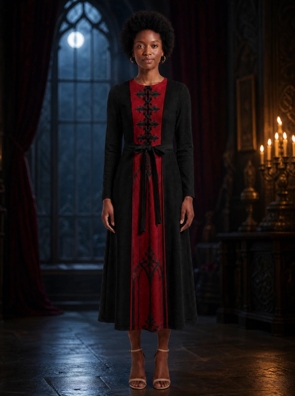 "Carmilla" Long Sleeve Midaxi Dress