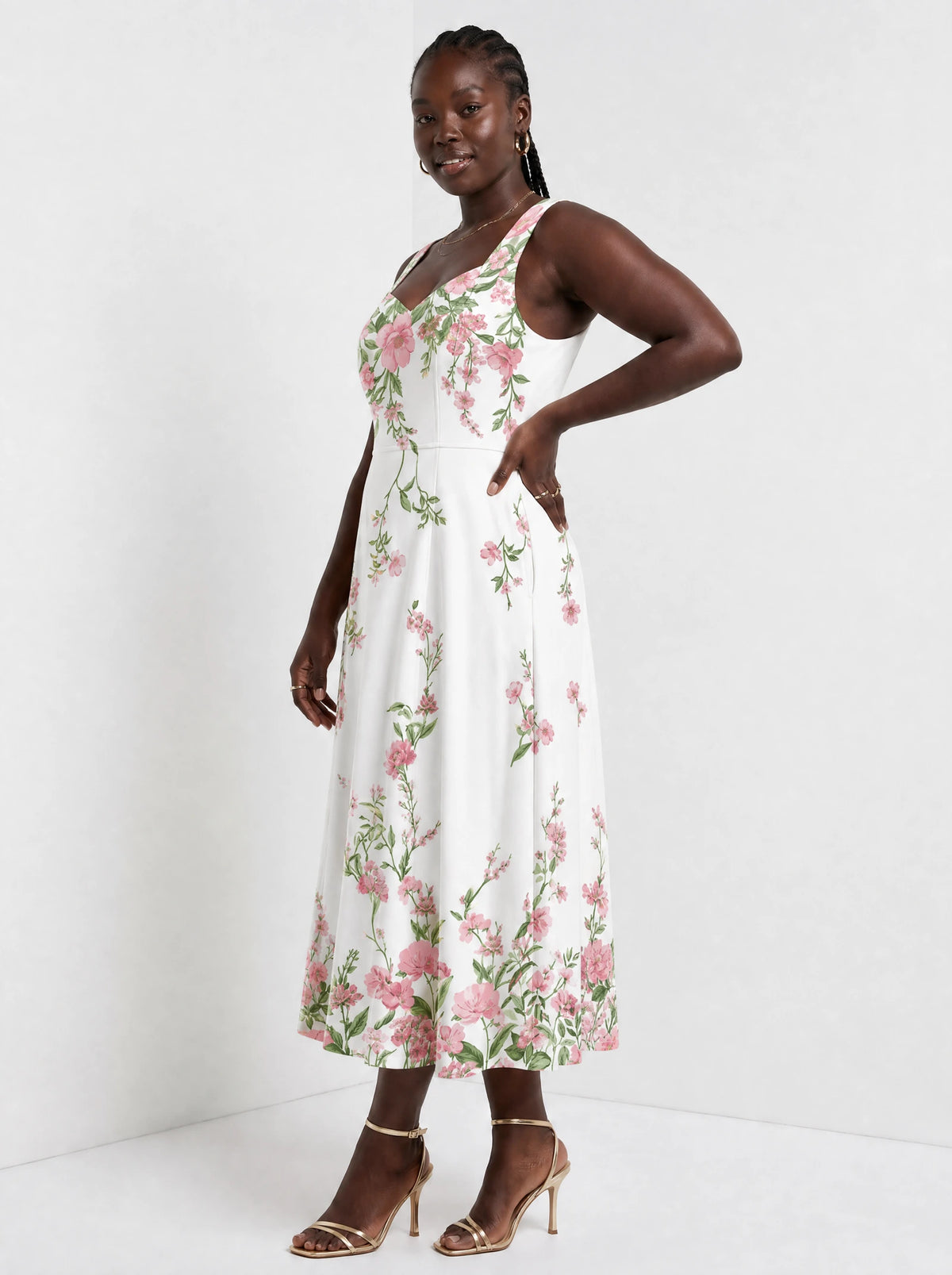 "Chanua" Corset Dress — three-quarter view on model