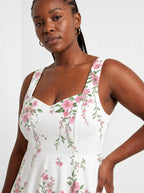 "Chanua" Corset Dress — close-up of the sweetheart neckline and shoulder strap