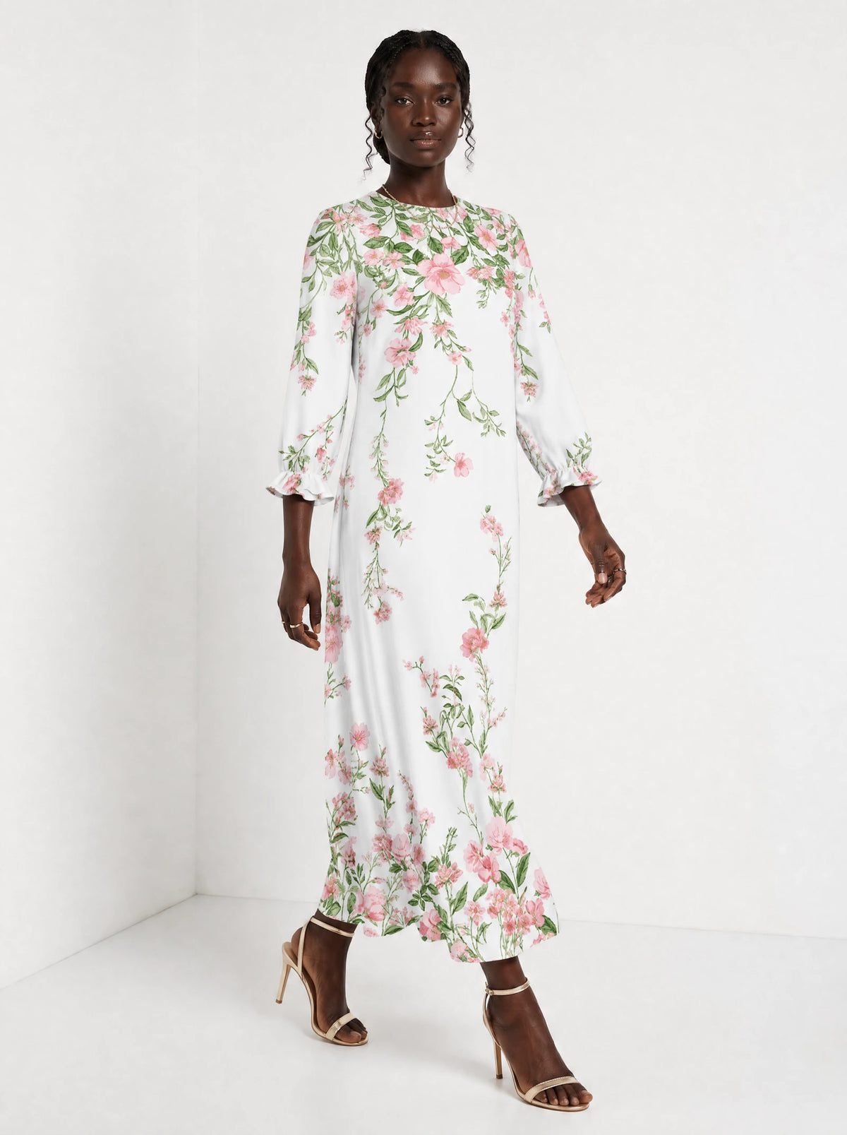 "Chanua" Long Sleeve Maxi Dress — front view on model