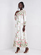 "Chanua" Long Sleeve Maxi Dress — three-quarter view on model