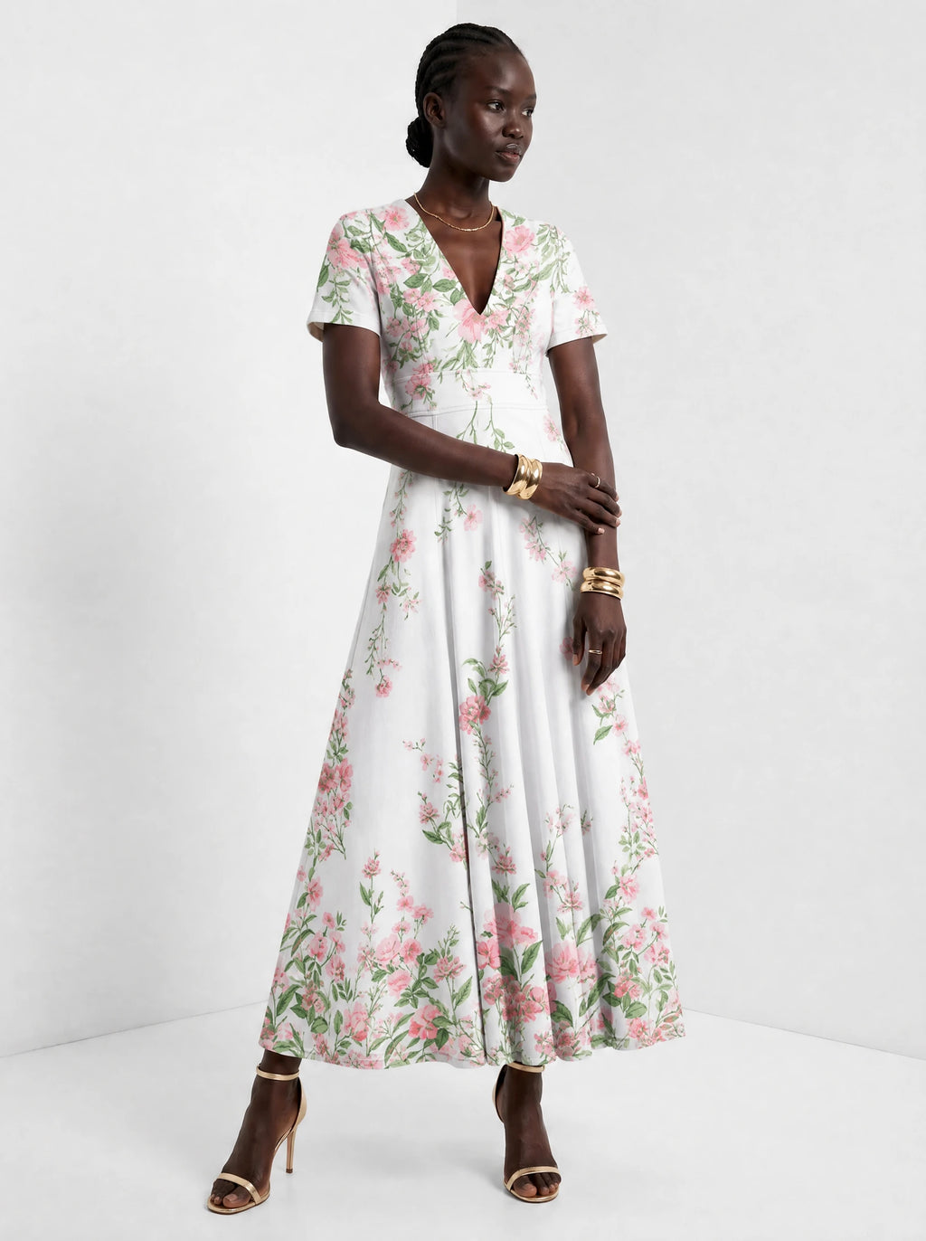 "Chanua" Short Sleeve Maxi Dress — front