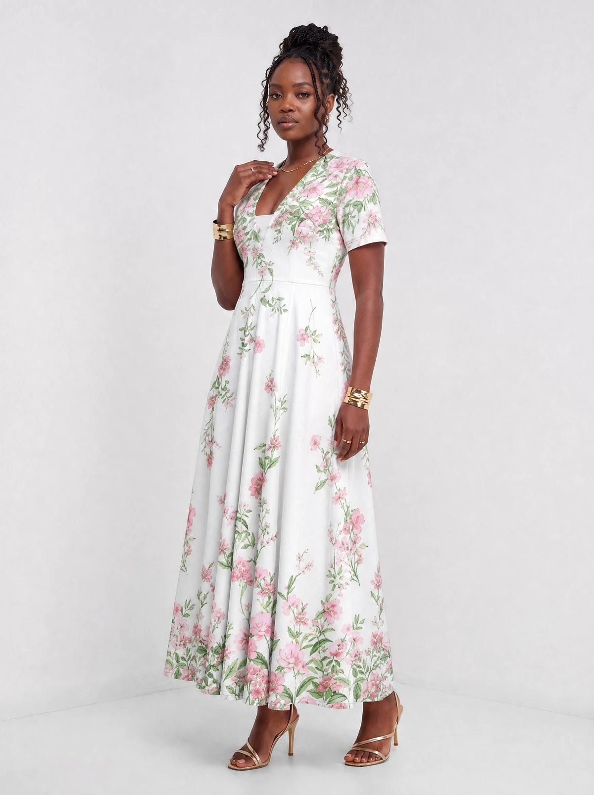 "Chanua" Short Sleeve Maxi Dress — full body