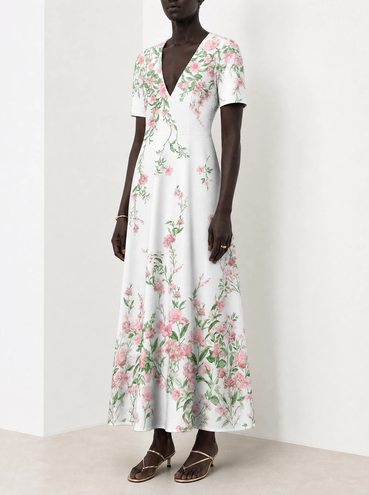 "Chanua" Short Sleeve Maxi Dress — on model