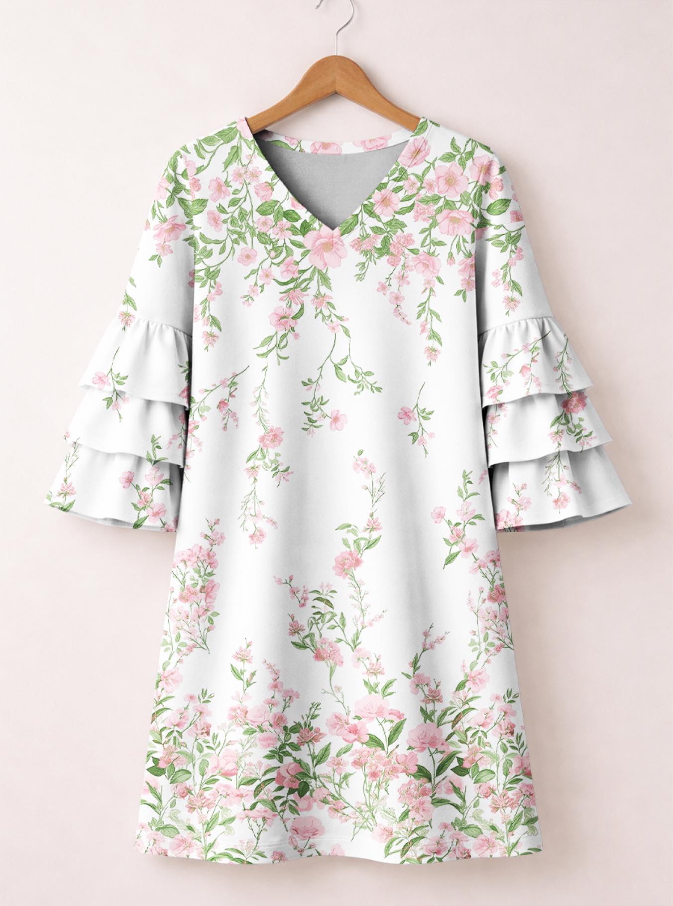 "Chanua" Stacked Ruffle Sleeve Dress