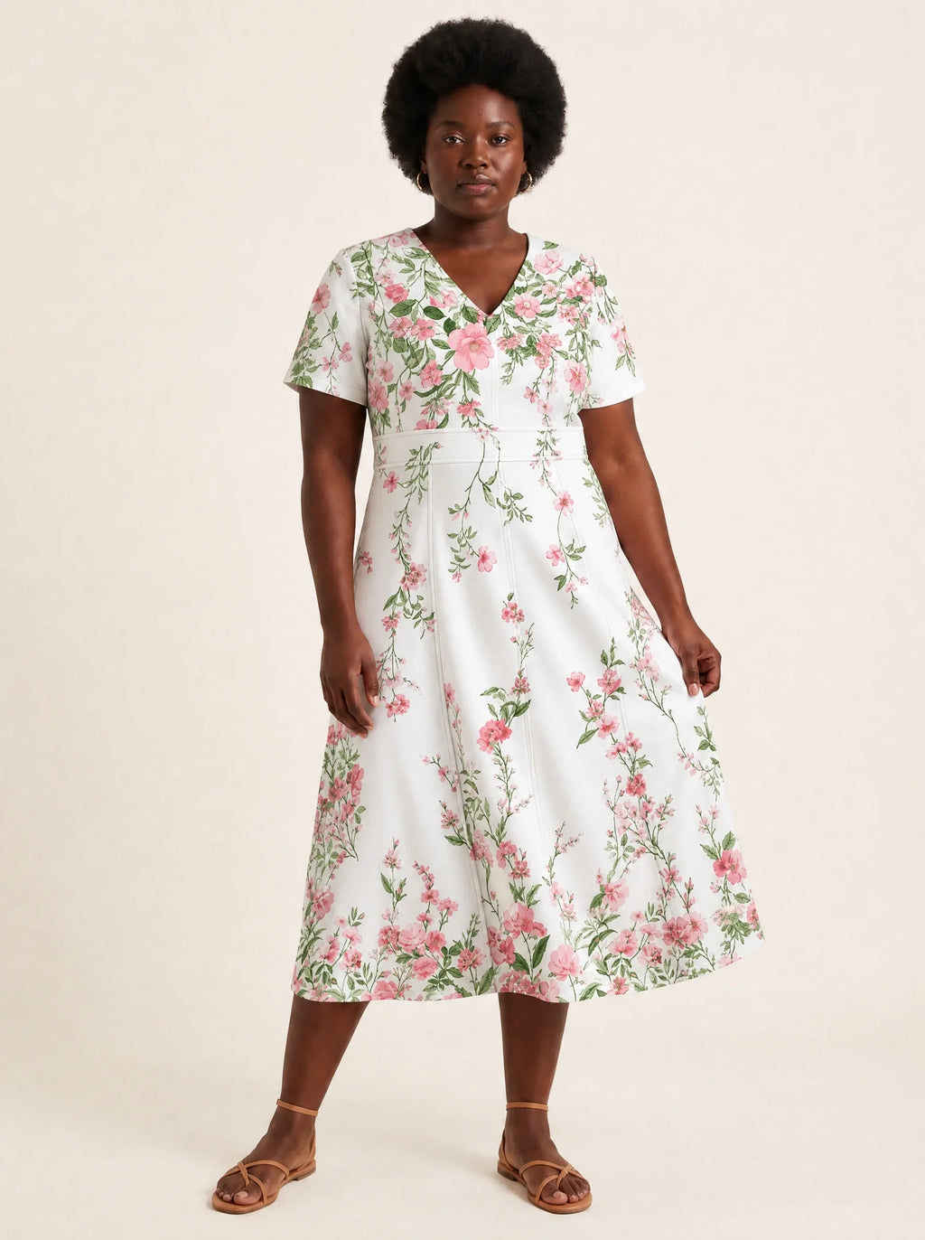 "Chanua" V Neck Midi Dress