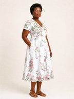 "Chanua" V Neck Midi Dress — full body
