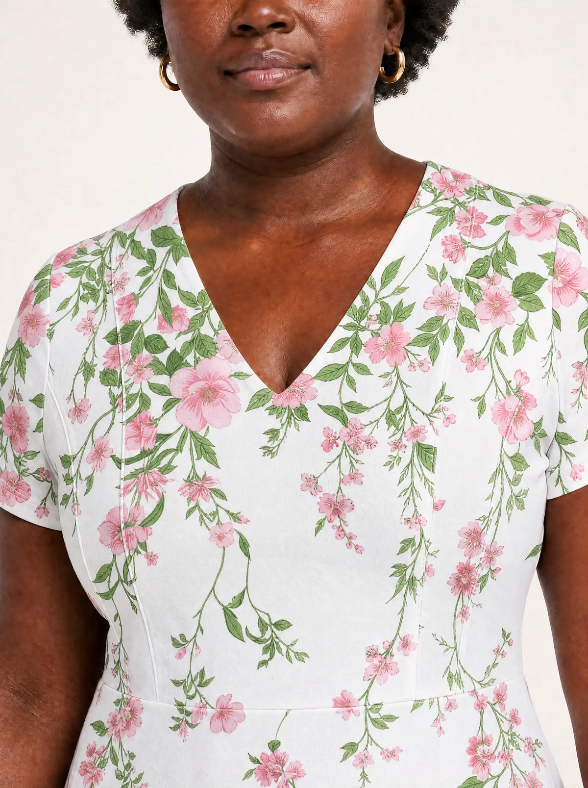 "Chanua" V Neck Midi Dress — on model