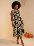 "Cheka" Halloween Sweetheart Midi Dress — three-quarter view on model