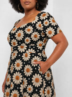 "Cheka" Halloween Sweetheart Midi Dress — close-up of the bodice and the in-seam side pocket