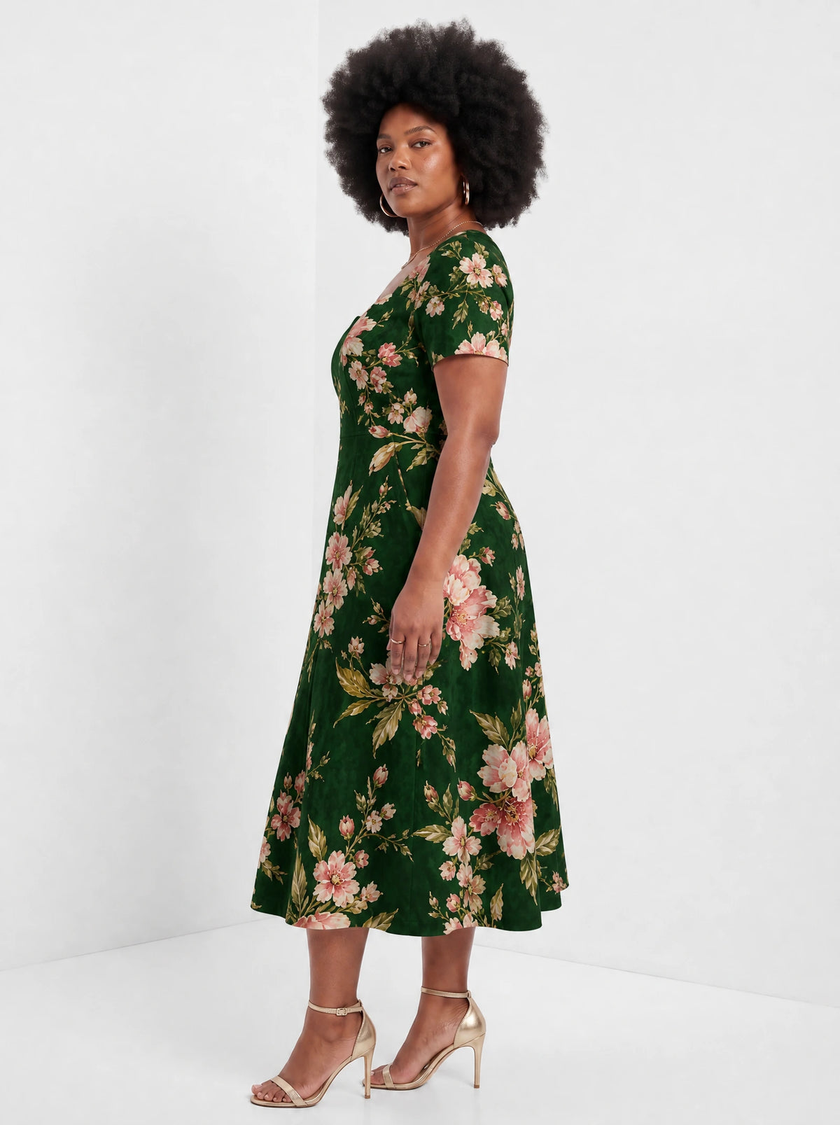 "Chipukizi" Sweetheart Midi Dress — side view on model