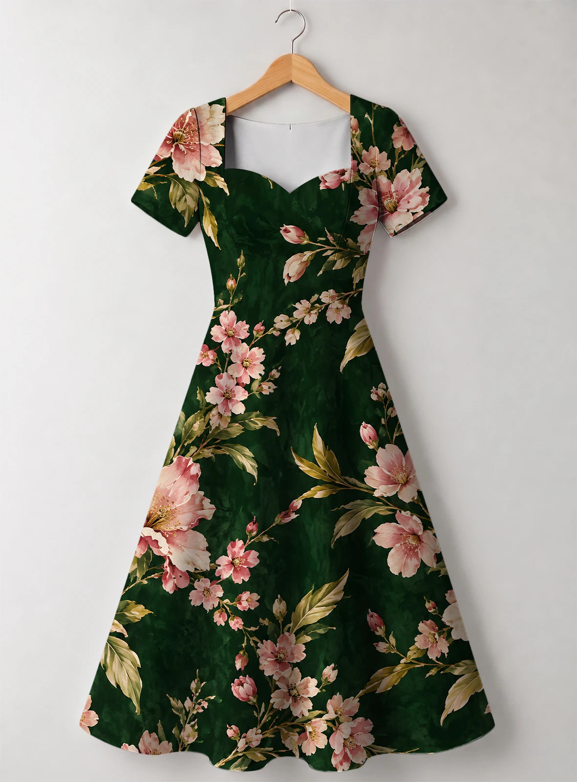 "Chipukizi" Sweetheart Midi Dress — front flat