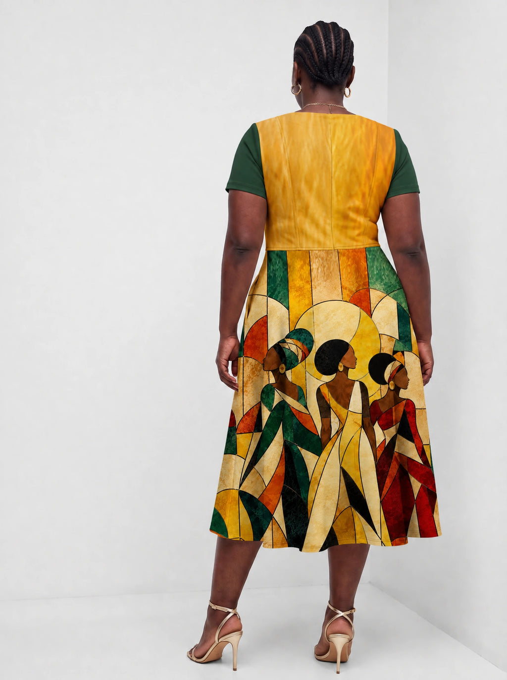 "Dada" Sweetheart Midi Dress — back view on model
