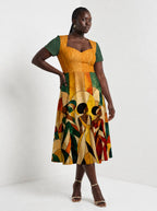 "Dada" Sweetheart Midi Dress — styled on model