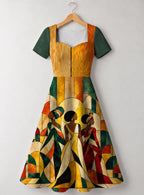 "Dada" Sweetheart Midi Dress — front flat