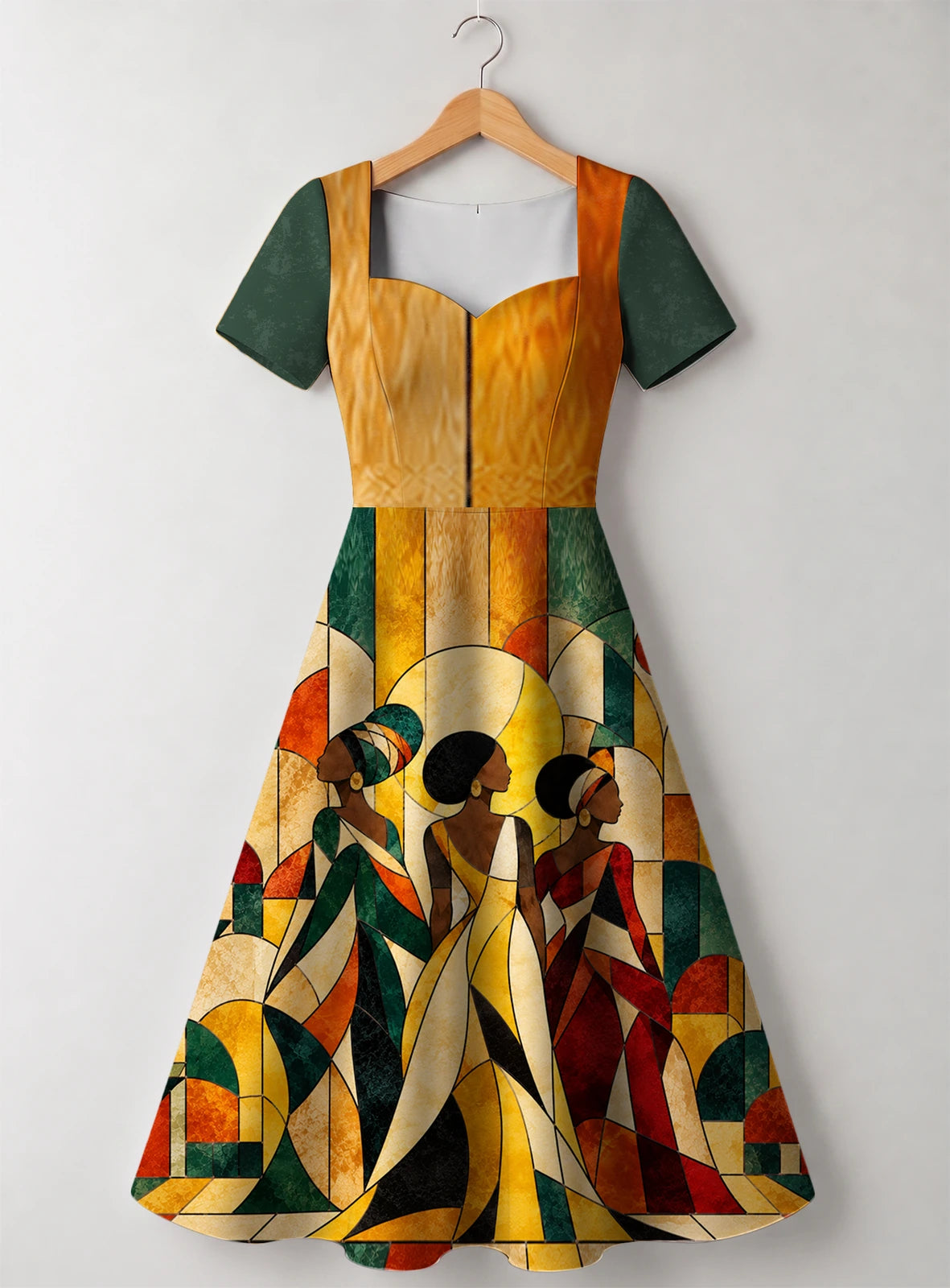 "Dada" Sweetheart Midi Dress — front flat