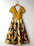 "Dada" V Neck Midi Dress Promo