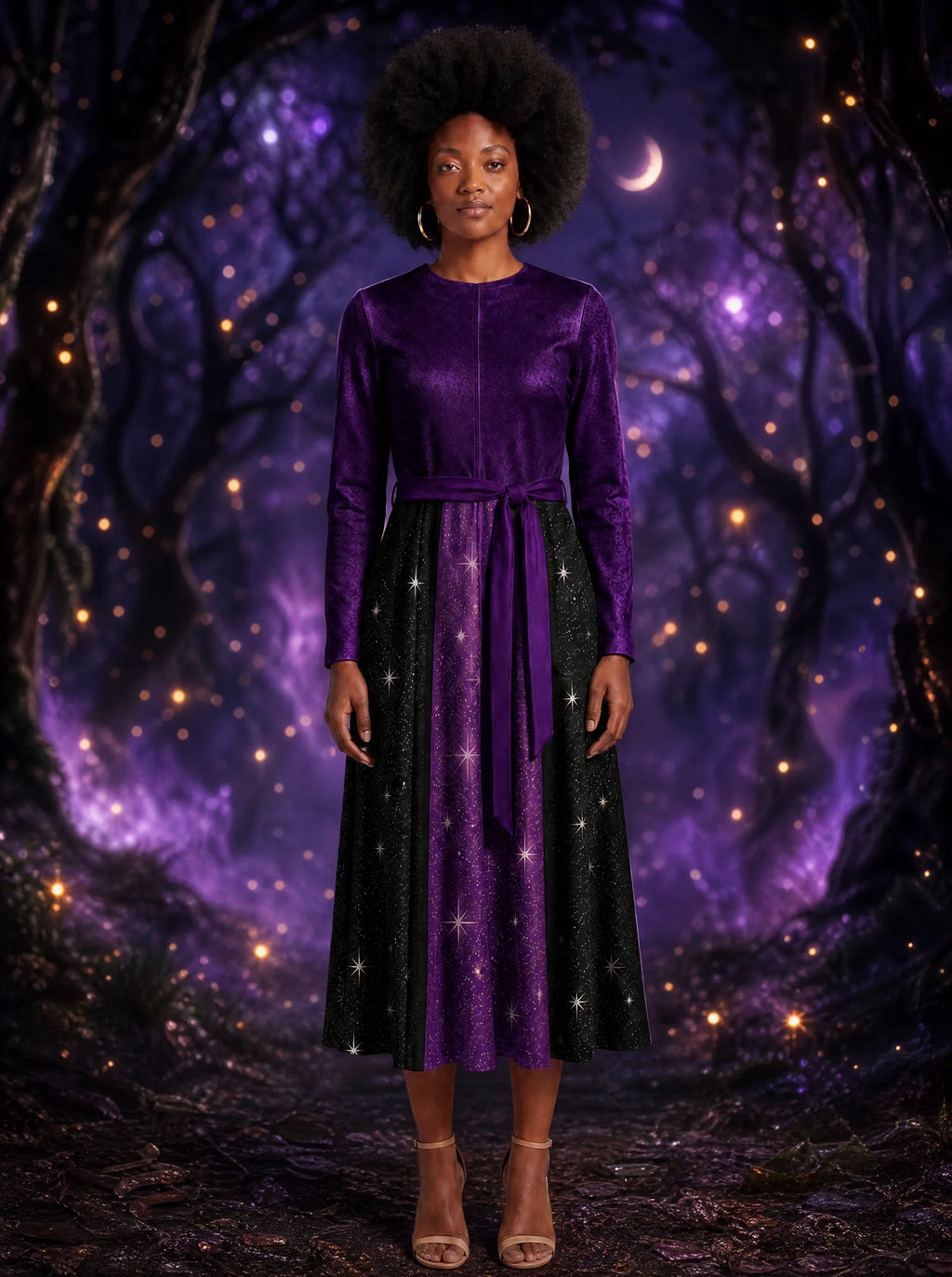 "Dark Fairy" Long Sleeve Midaxi Dress