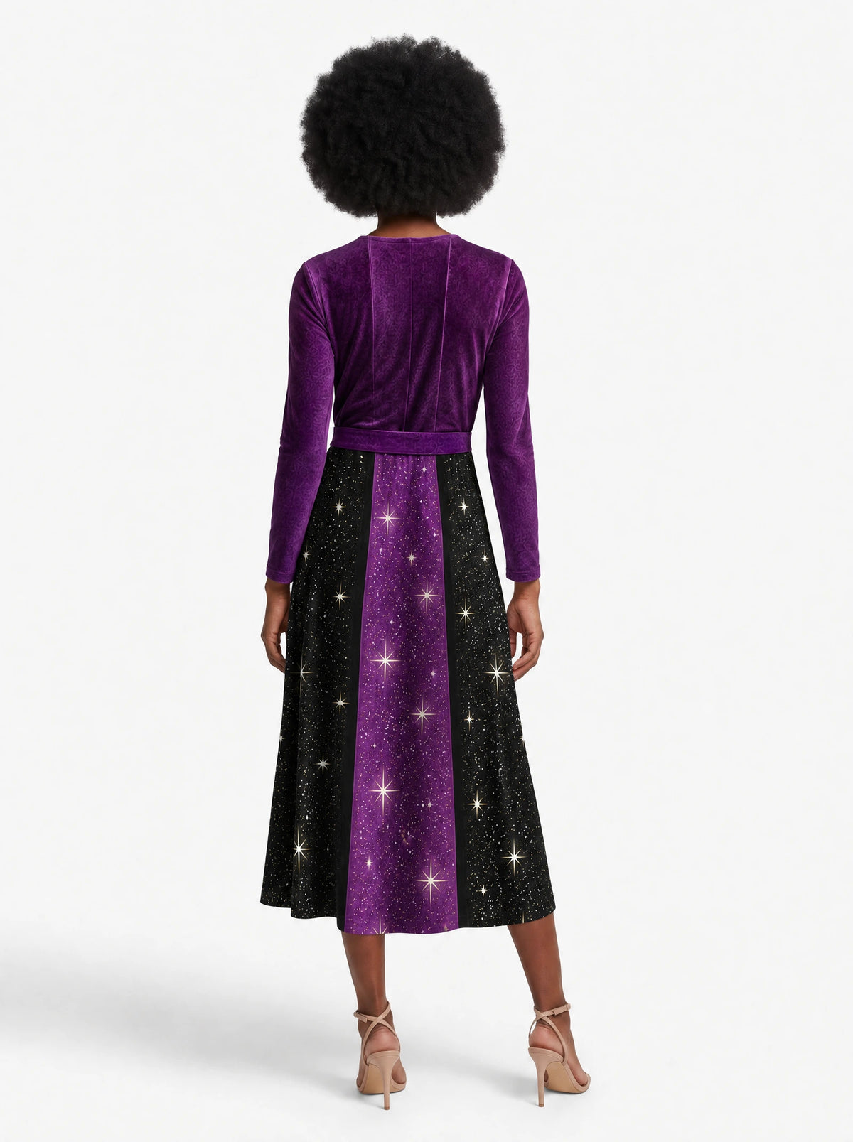 "Dark Fairy" Long Sleeve Midaxi Dress — back view on model