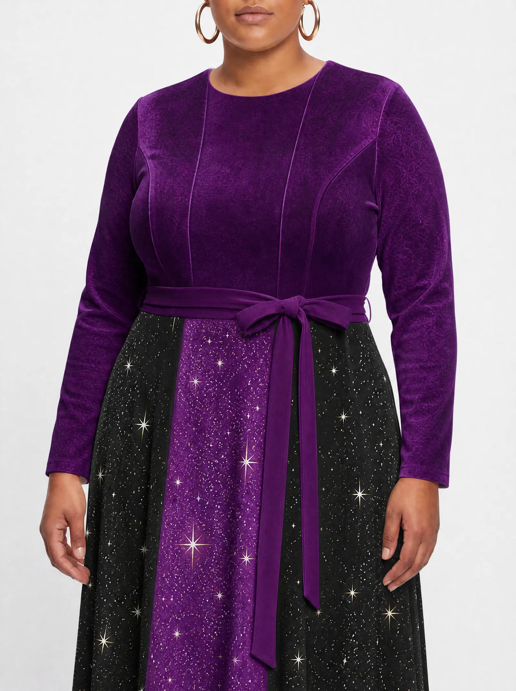 "Dark Fairy" Long Sleeve Midaxi Dress — standing, angled view on model
