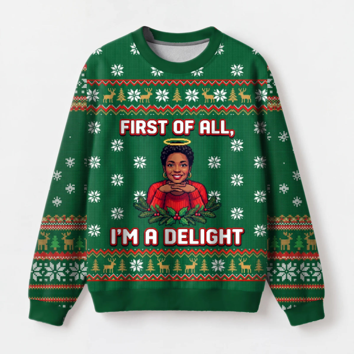 "Delight" Christmas Sweatshirt — front view
