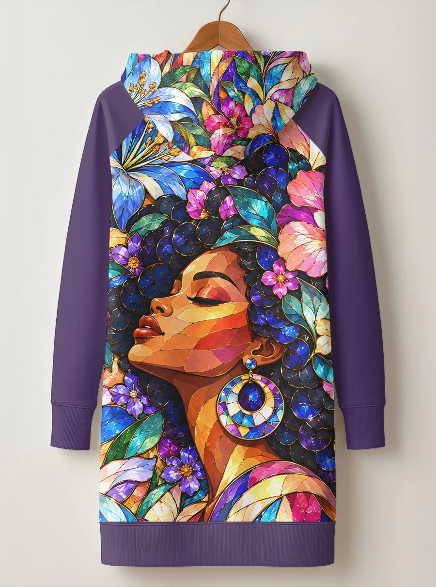 "Dirisha" Hoodie Dress — back flat