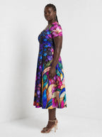 "Dirisha" Sweetheart Midi Dress — side view on model