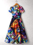 "Dirisha" V Neck Midi Dress Promo