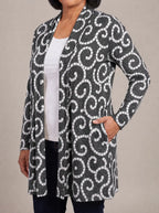 "Duara" Long Cardigan — close-up of the hidden pocket