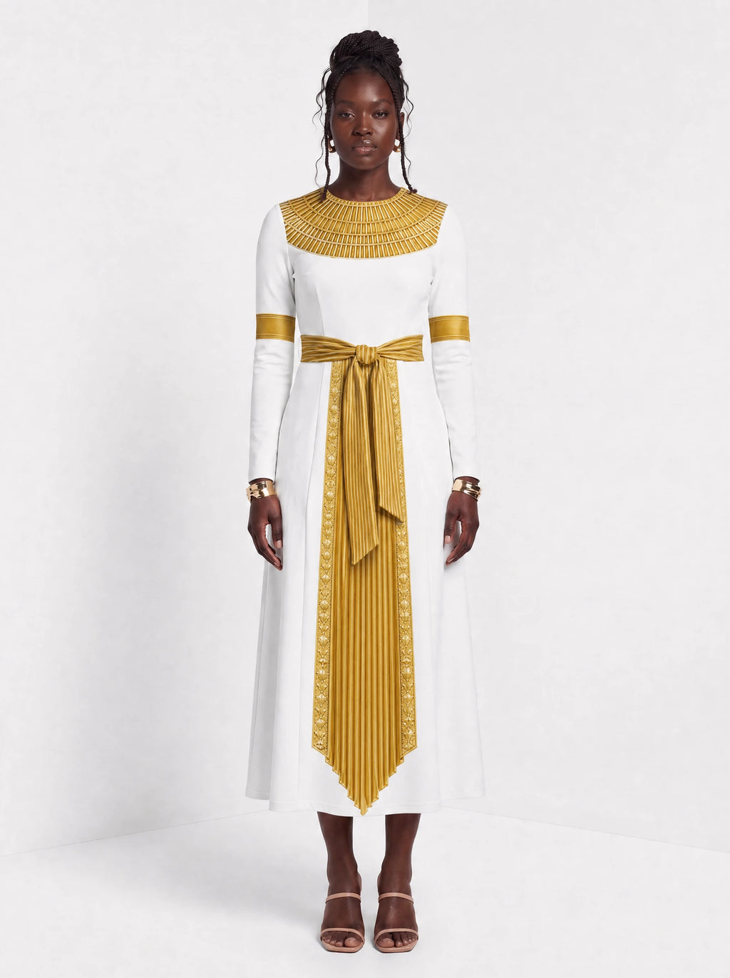 "Egyptian Goddess" Long Sleeve Midaxi Dress