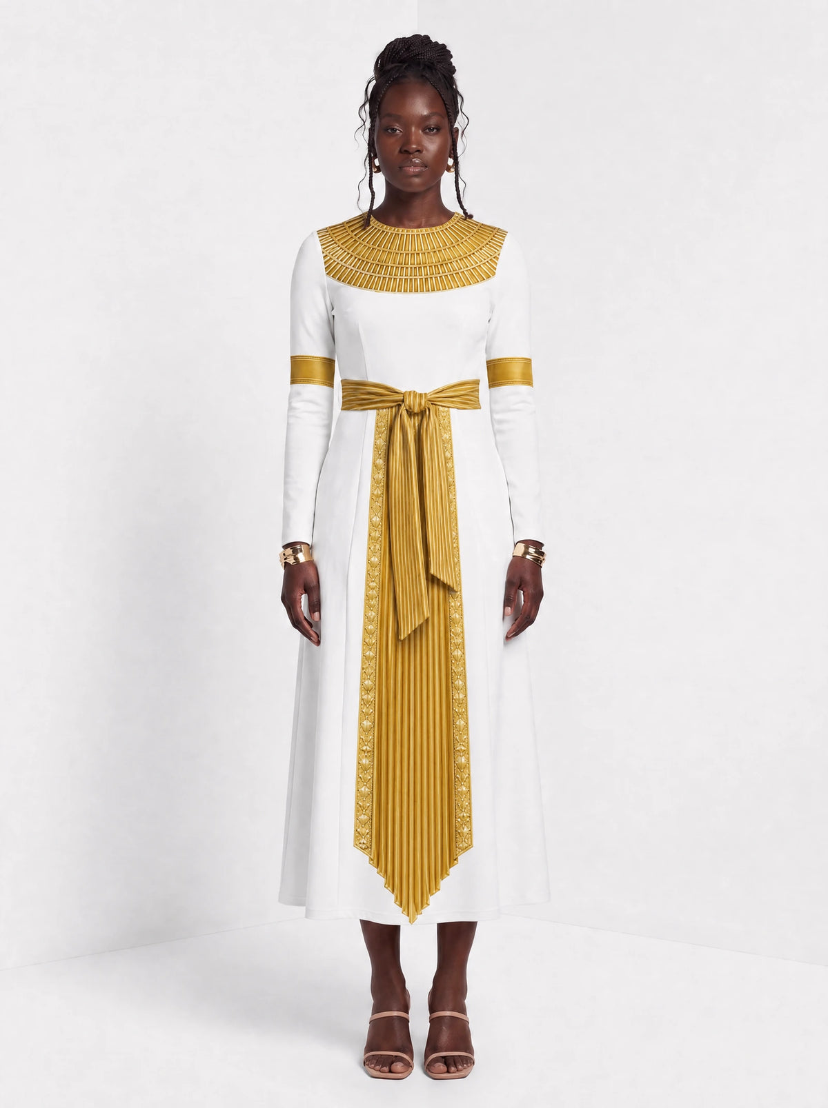 "Egyptian Goddess" Long Sleeve Midaxi Dress