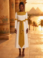 "Egyptian Goddess" Long Sleeve Midaxi Dress